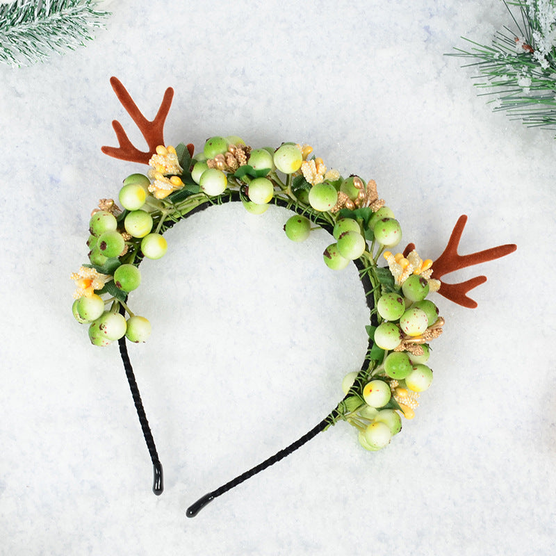 Wholesale Christmas Plastic Simulated Berry Antler Headbands