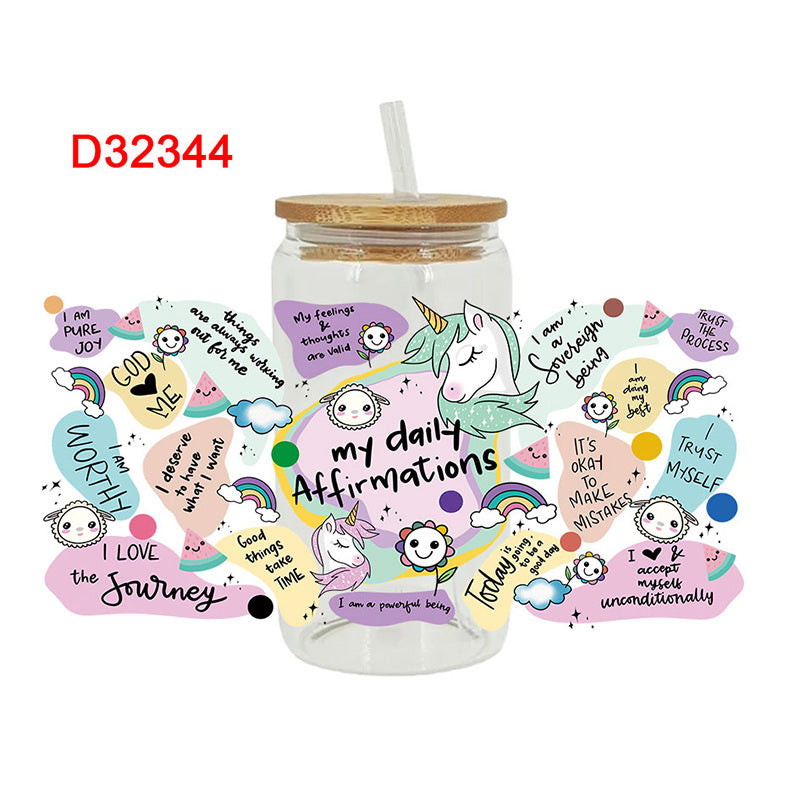 Wholesale Colorful English sentences 16oz Cup UV DTF Wraps