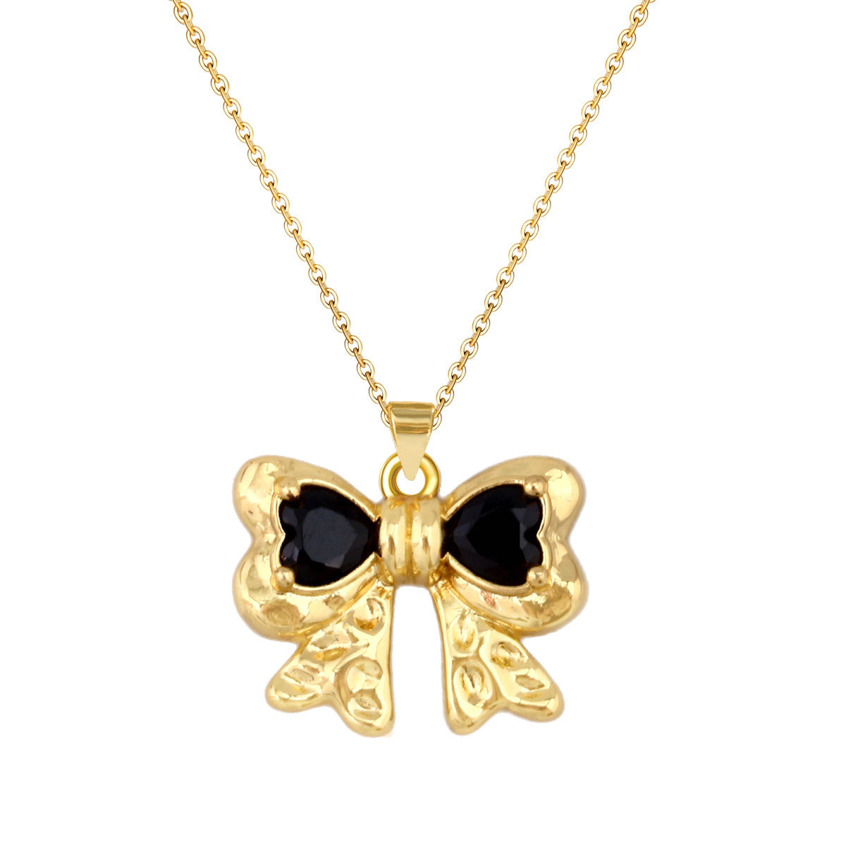 Wholesale French Retro Gold Plated Bowknot Pendant Necklace Jewelry Accessory For Resale