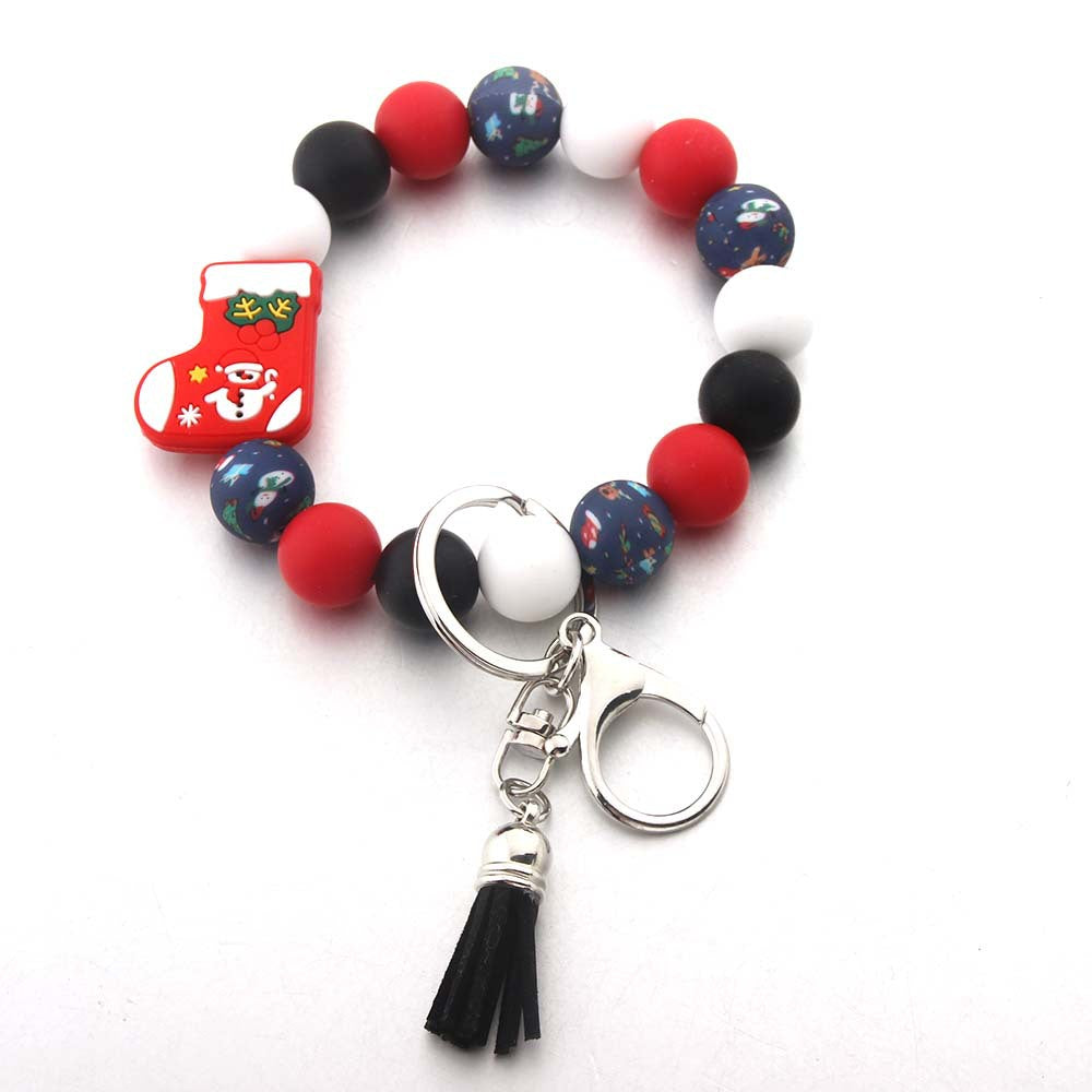 Wholesale Silicone Cartoon Christmas Elk Boots Bracelet Tassel Bracelet Keychain