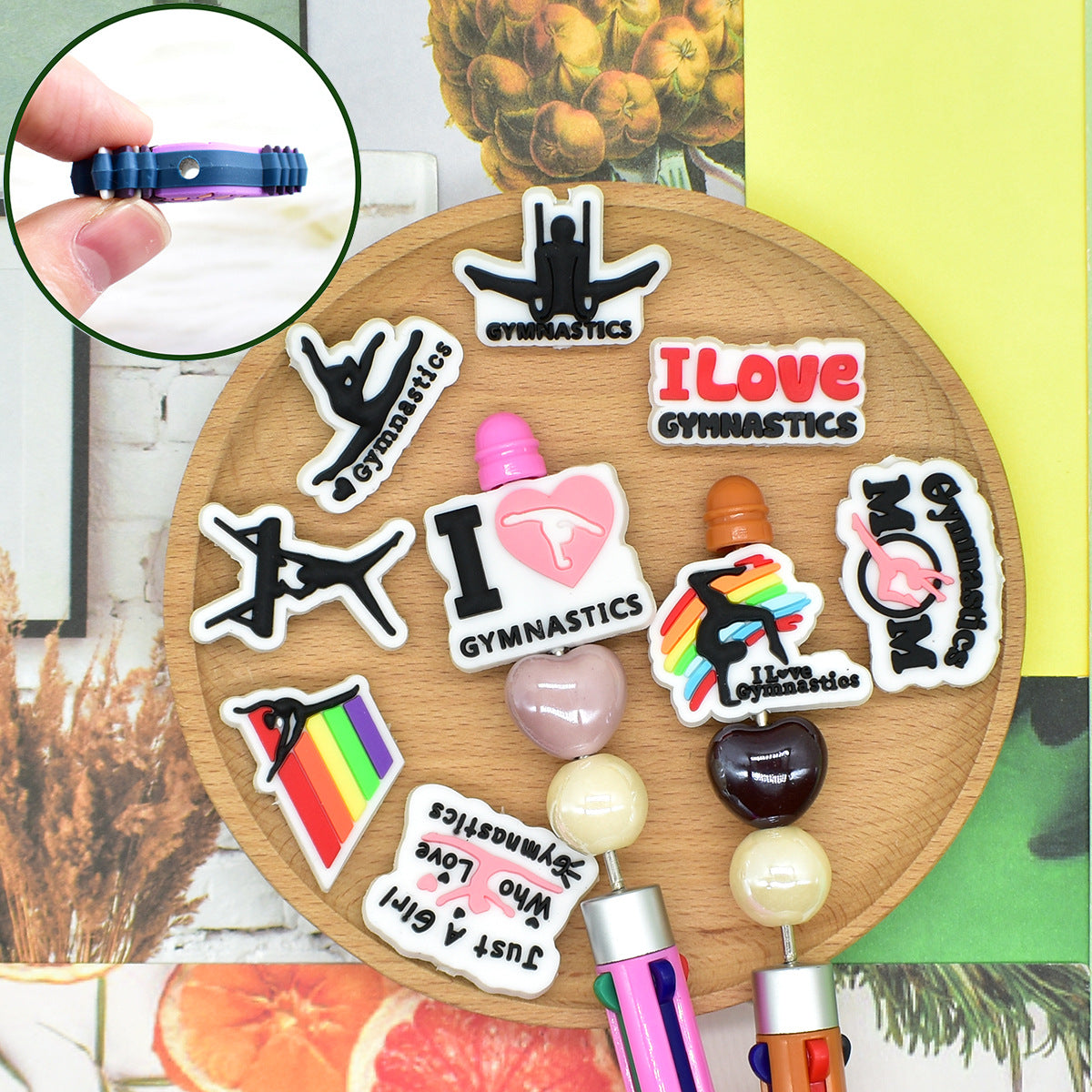 Wholesale  Random 100pcs/pack  Gymnastics Cartoon Beads DIY Beaded Pen Craft Beads