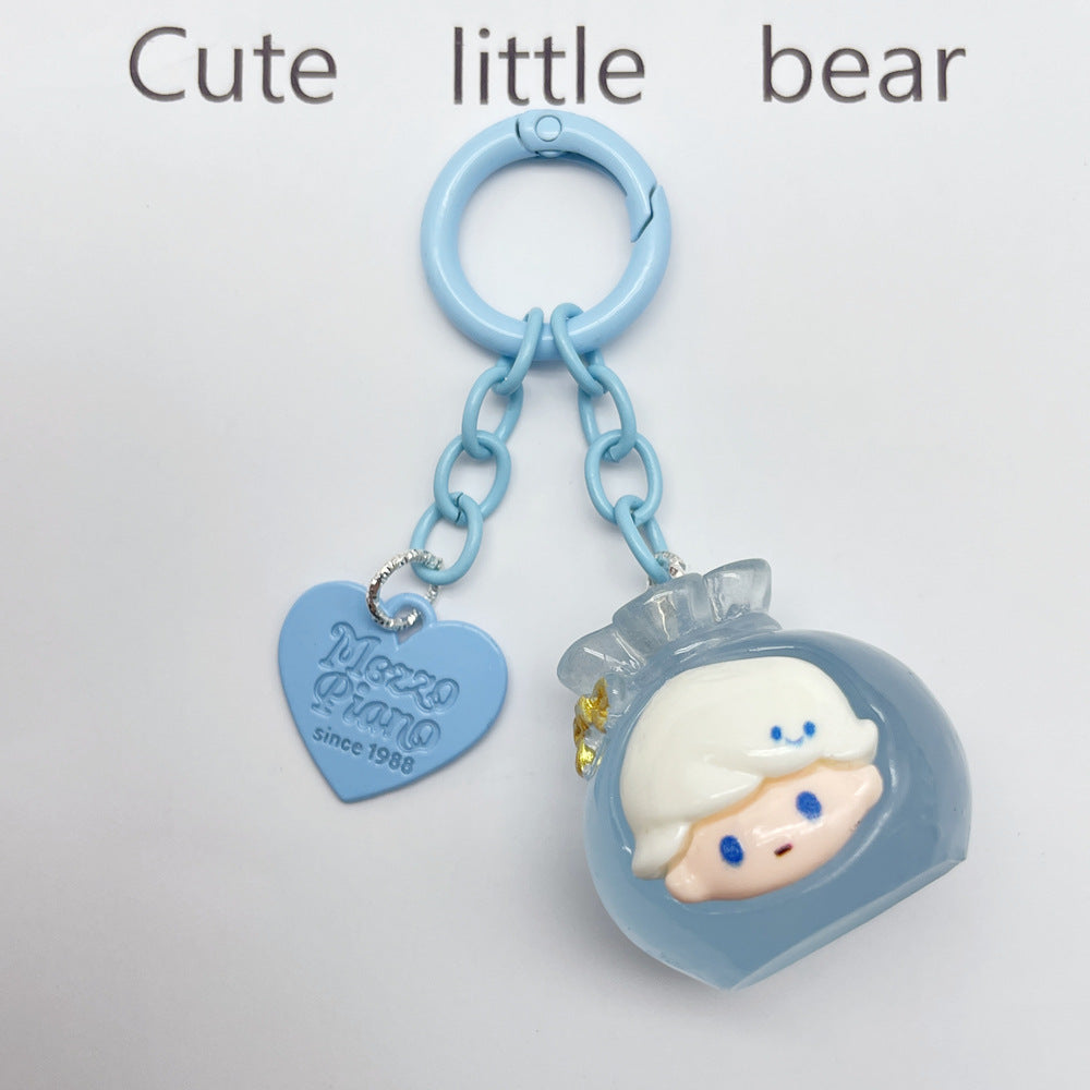 Wholesale Cute creative new keychain accessories color paint spring ring four-section chain love piece diy accessories pendant