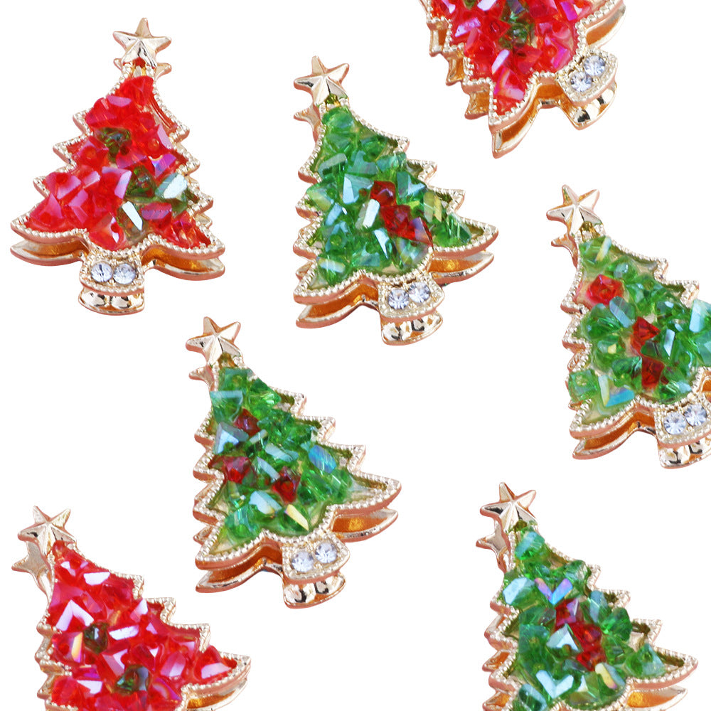 Wholesale 5pcs/pack Heavy Industry Christmas Tree Drill Ball Can Wear Straight Hole Beads