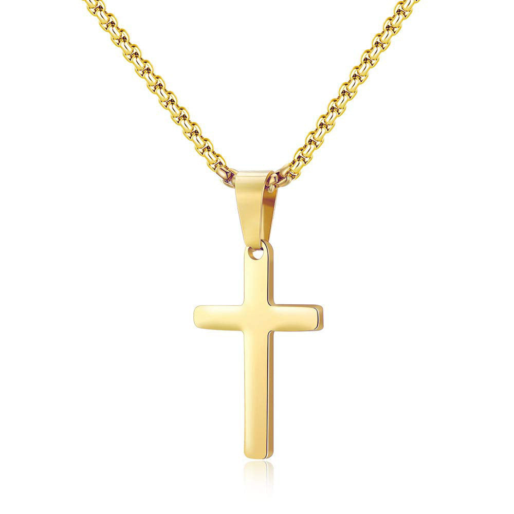 Wholesale Snake bone chain double layered cross pendant stainless steel necklace