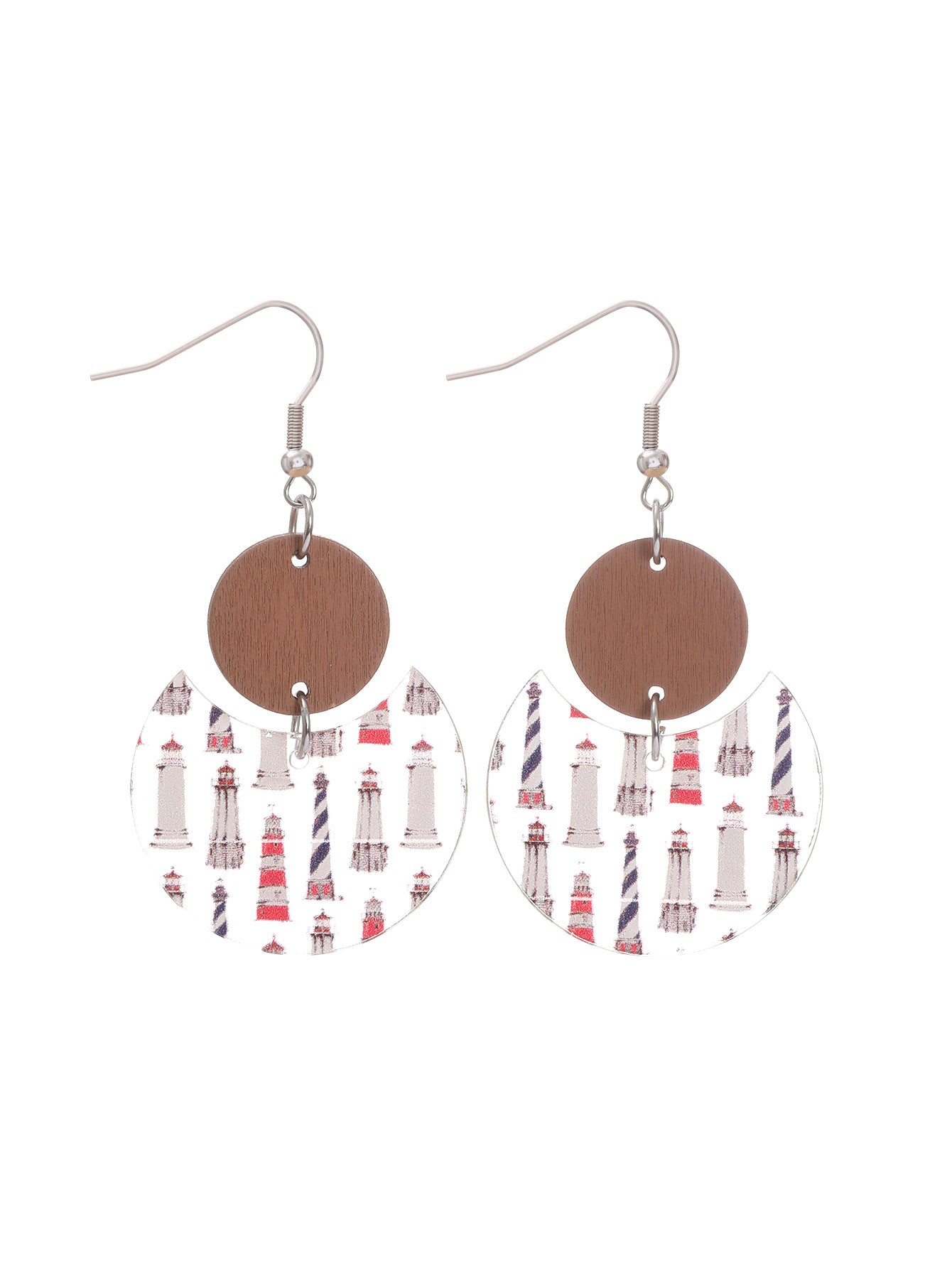 Wholesale Butterfly print acrylic and wood panel earrings