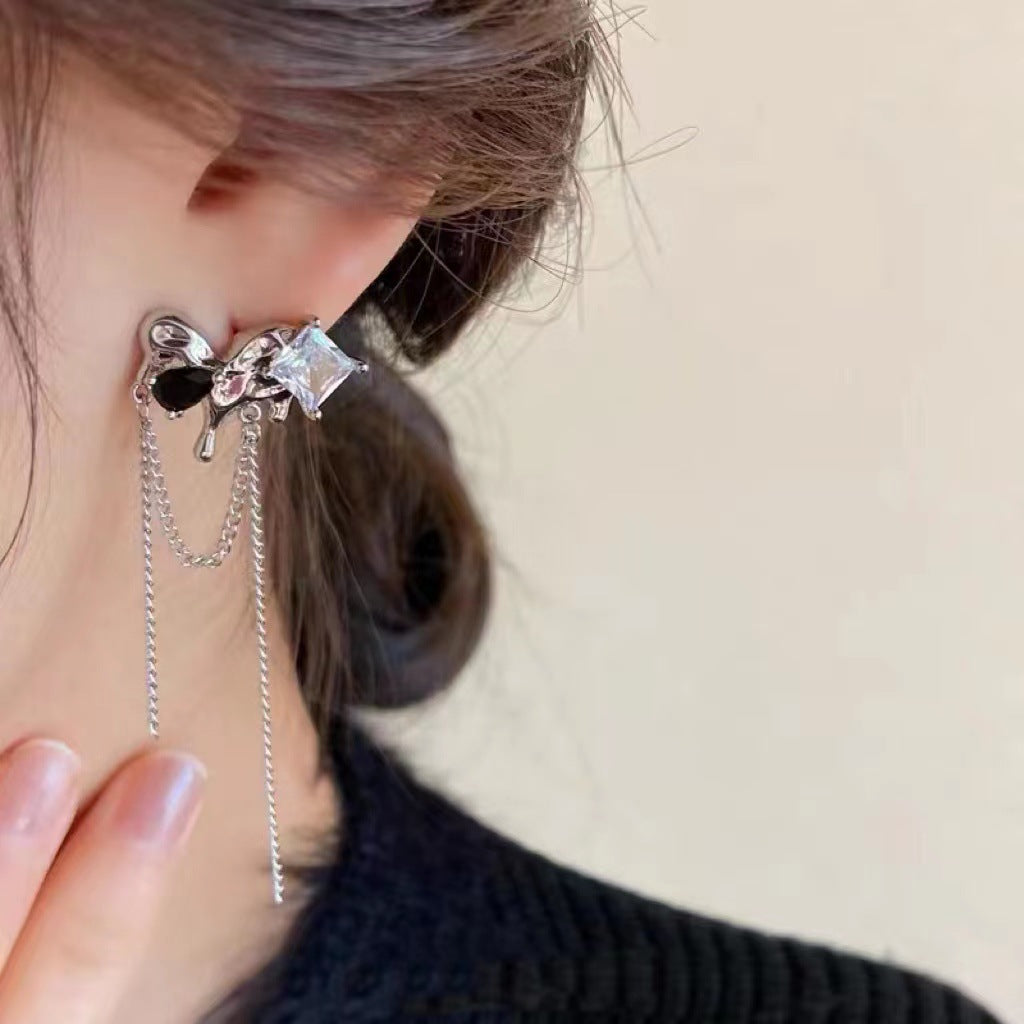 Wholesale Love Zircon Tassel Alloy Earrings