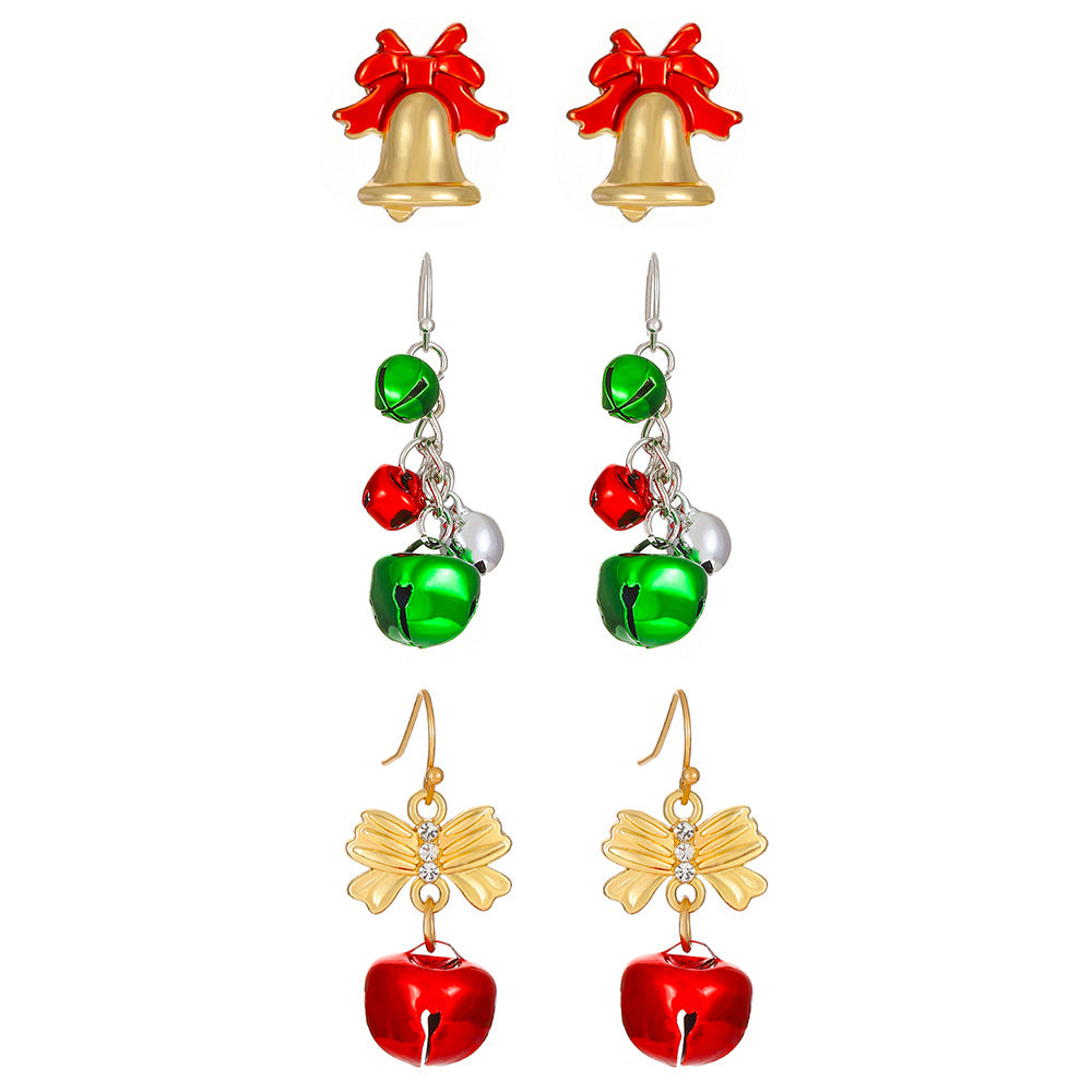 Wholesale Christmas New Products Santa Claus Christmas Tree Alloy Earrings
