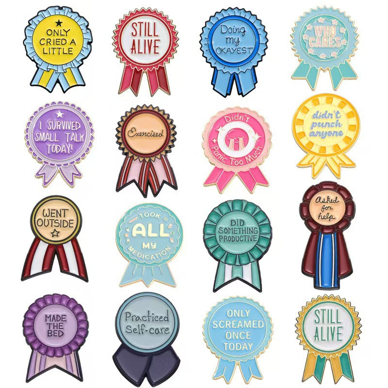 Wholesale Colorful Alloy Enamel Letter Badge Brooch