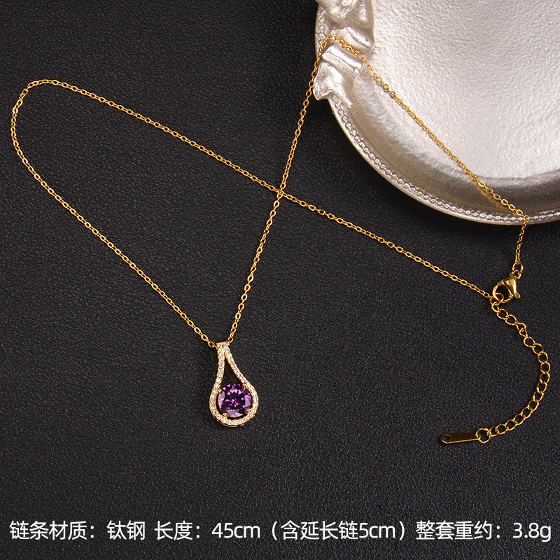 Wholesale Purple Zircon Necklace Heart Pendant Jewelry
