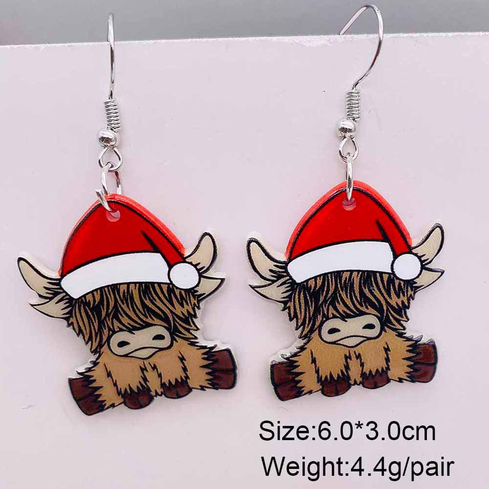 Wholesale Christmas Leopard Print Red Plaid Christmas Tree Acrylic Earrings