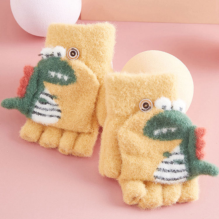 Wholesale Winter Cartoon Cute Little Dinosaur Cashmere Children's Gloves