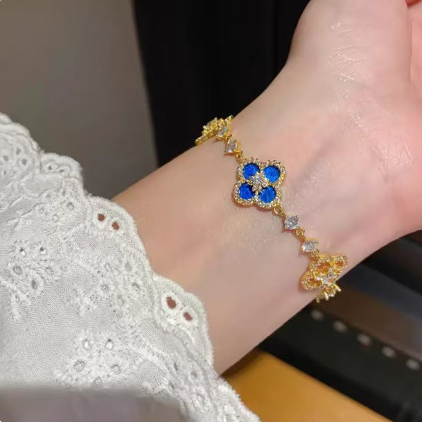 Wholesale Bracelet with Shiny Natural Lucky Four-Leaf Clover Luxury Jewelry
