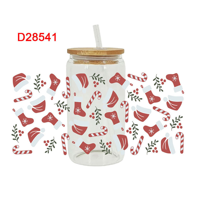 Wholesale Colorful Christmas Tree   16oz Cup UV DTF Wraps