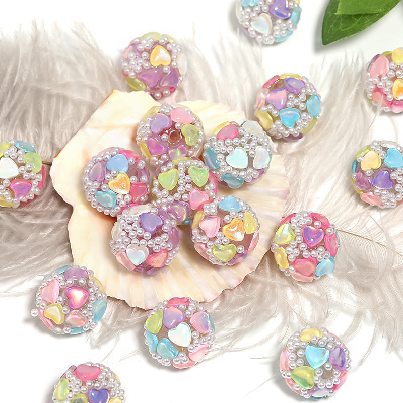 Wholesale 20pcs Heavy Industry Color Mermaid Heart Diamond DIY Pearl Diamond Ball