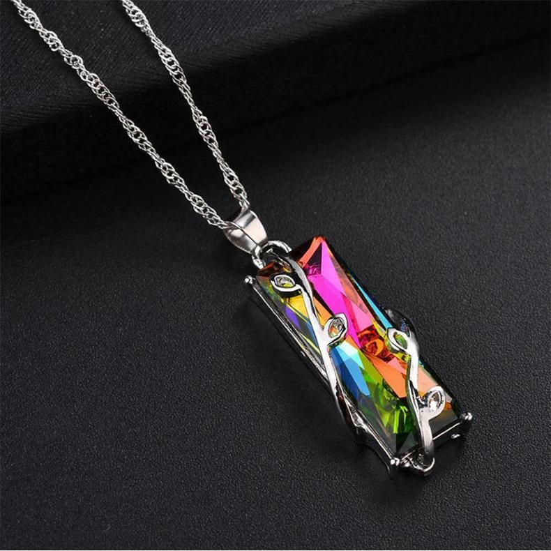Wholesale Colorful Stone Square Alloy Necklaces