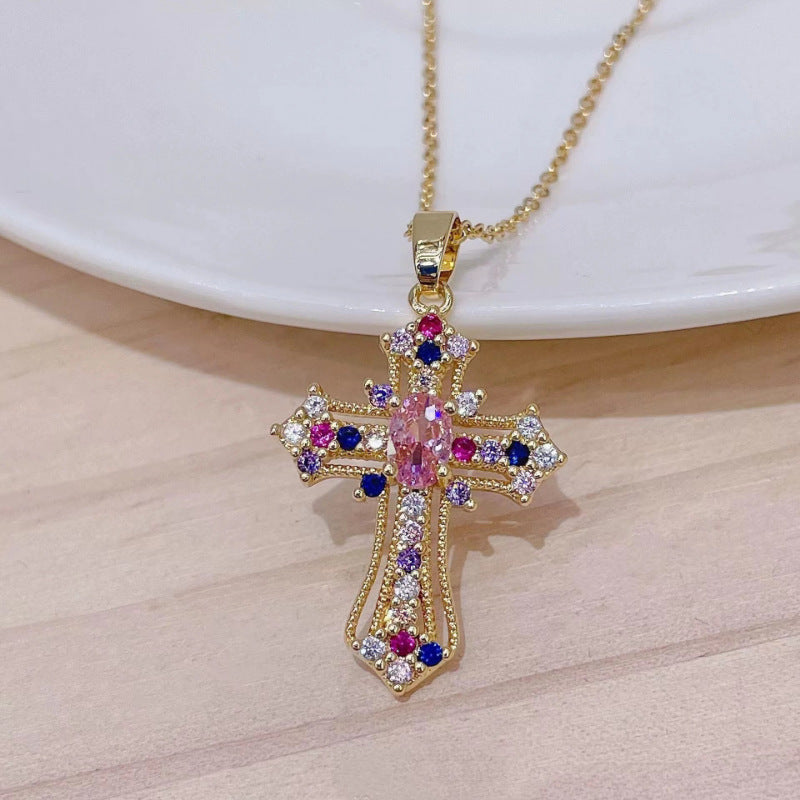 Wholesale Vintage Cross Pendant Necklace Distinctive  Simple Commemorative Gift