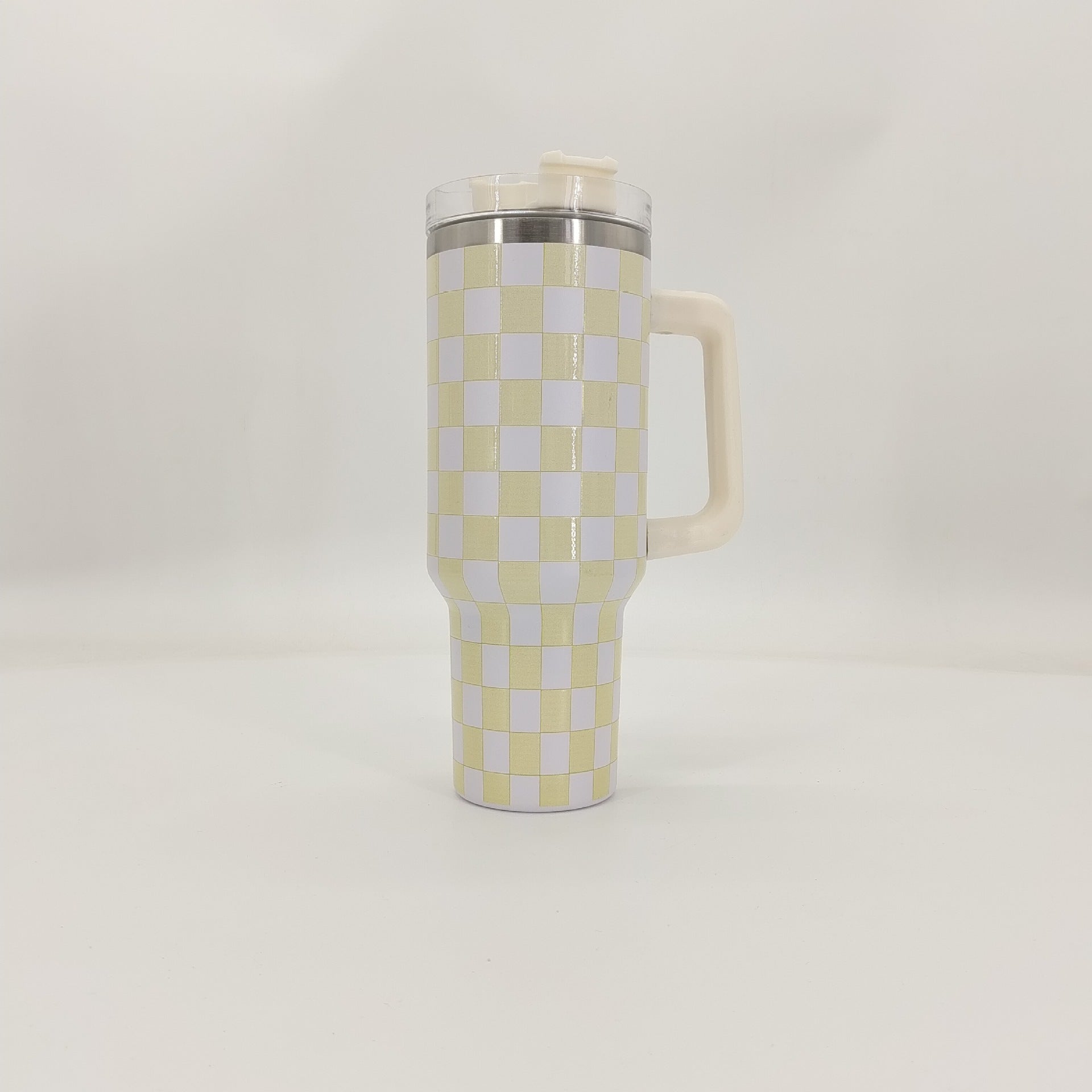 Wholesale Tumbler Checkerboard Double Layer Stainless Steel Large Capacity Ice Bullies Cup