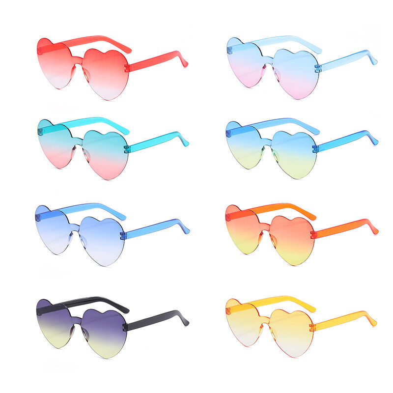 Wholesale PC 2023 Summer New Transparent Jelly Color Gradient Heart Sunglasses