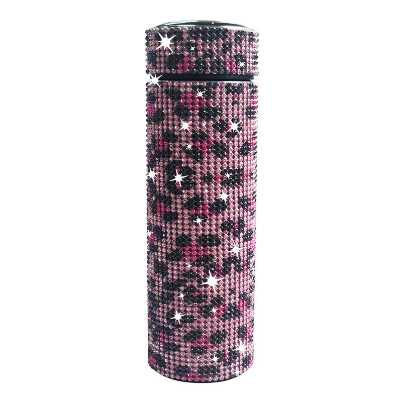 Wholesale 17oz Stainless Steel Diamond-encrusted Smart Thermos Cup with LED Temperature Display Straight Tumbler Cup