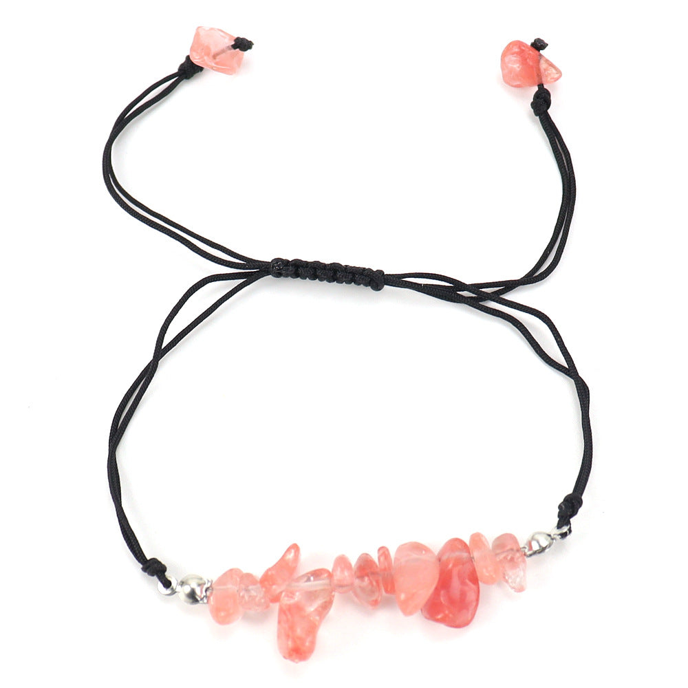 Wholesale Hand-woven Natural Crystal Crushed Stone Amethyst Agate Adjustable Bracelet