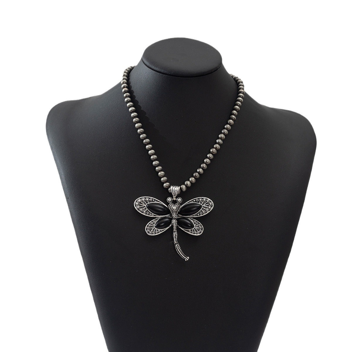 Wholesale Western style vintage dark turquoise animal dragonfly necklace