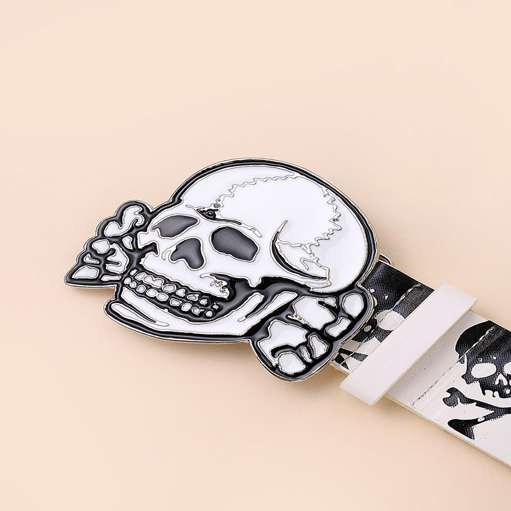 Wholesale fashion skull retro Joker printed National style sexy PU belt