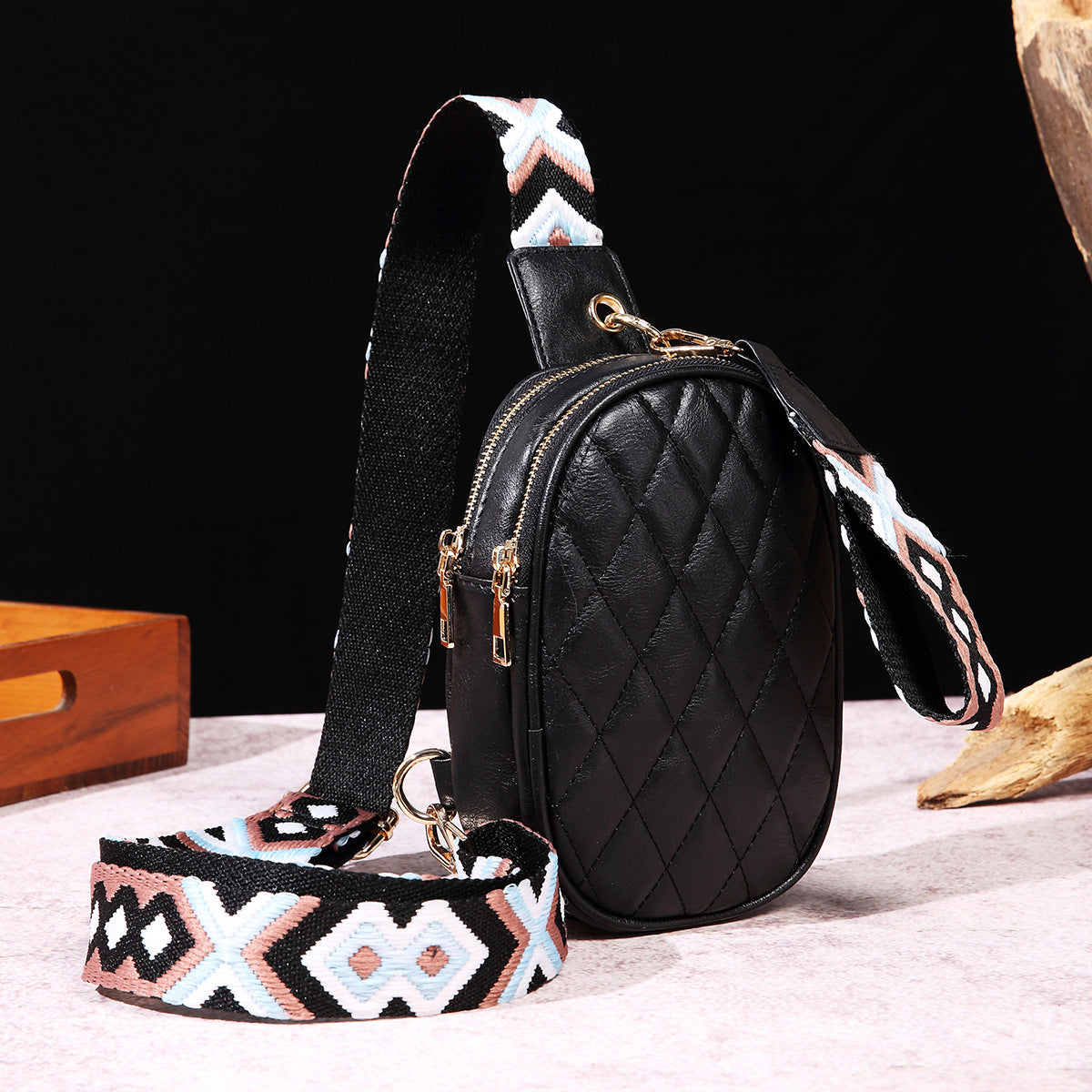 Wholesale Bohemian Retro Chest Bag Pure Embroidery PU Crossbody Bag