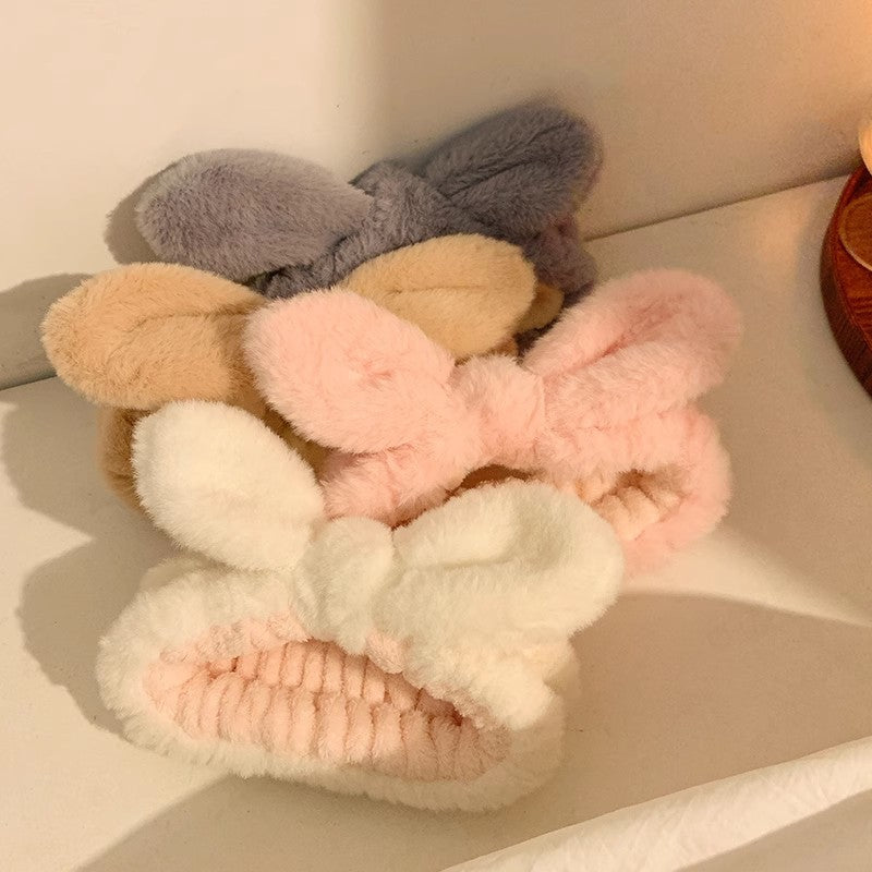 Wholesale Cartoon plush rabbit ears headband with bowknot