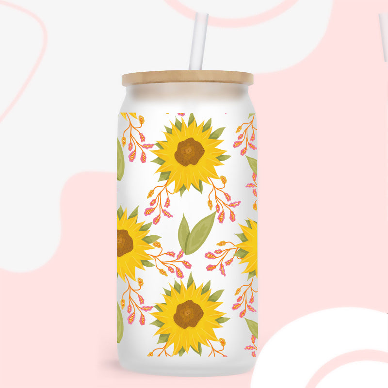 WholesaleYellow Flower Sunflower  16oz Cup UV DTF Wraps