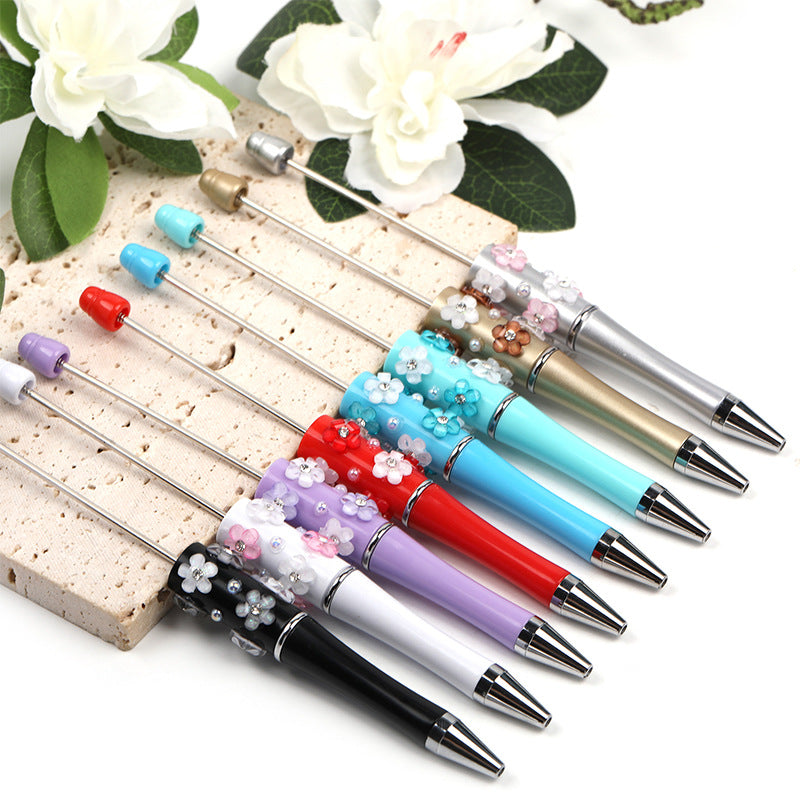 Wholesale 5pcs/pack Heavy Industry diy Beadable Pen Diamond Five-petal Flower Bead Pen