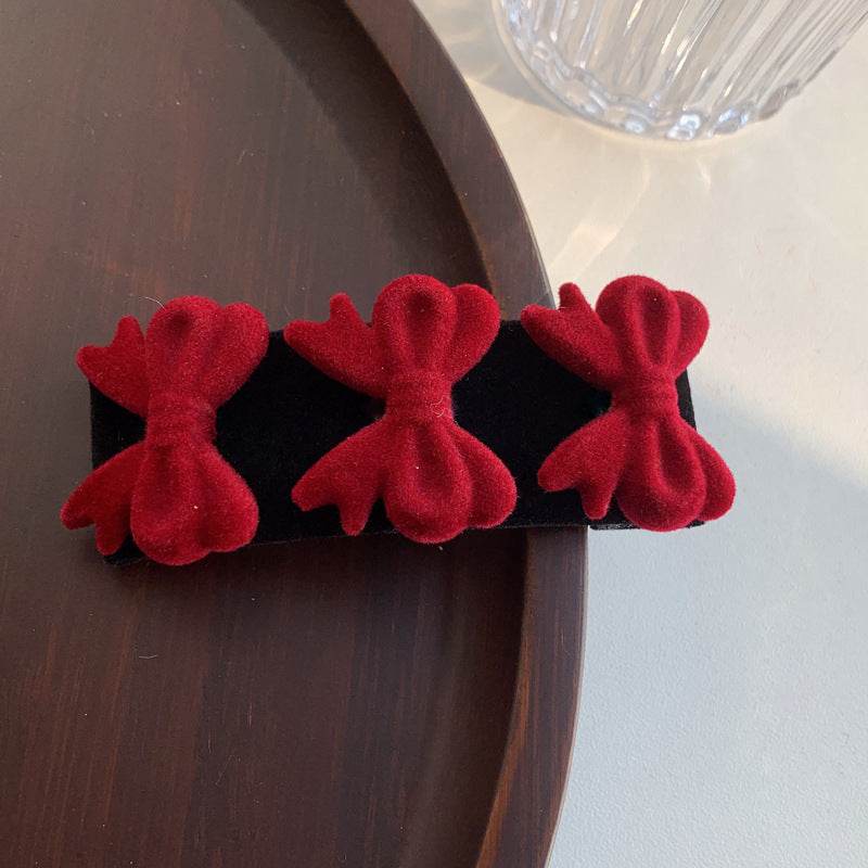 Wholesale Christmas Red Velvet Bow Hoops