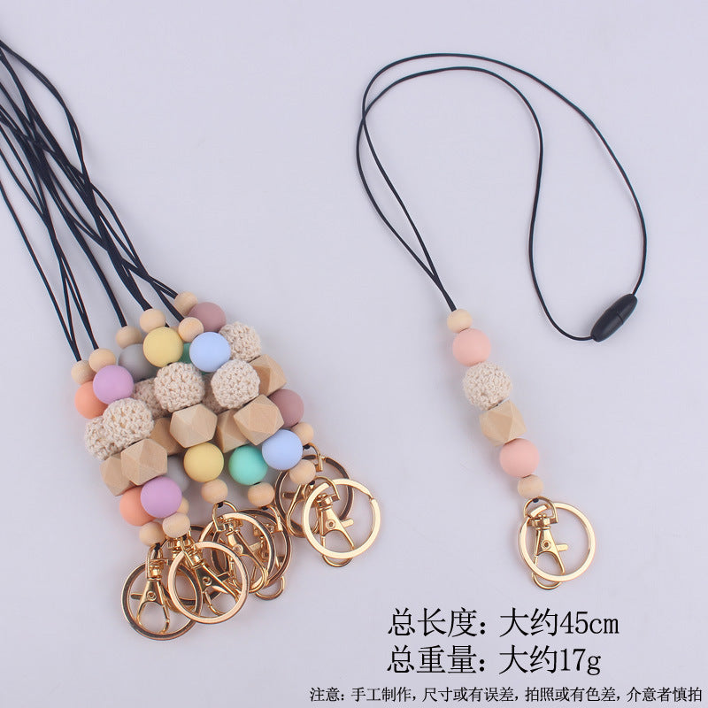 Wholesale Silicone Beaded Lanyard ID Keychain