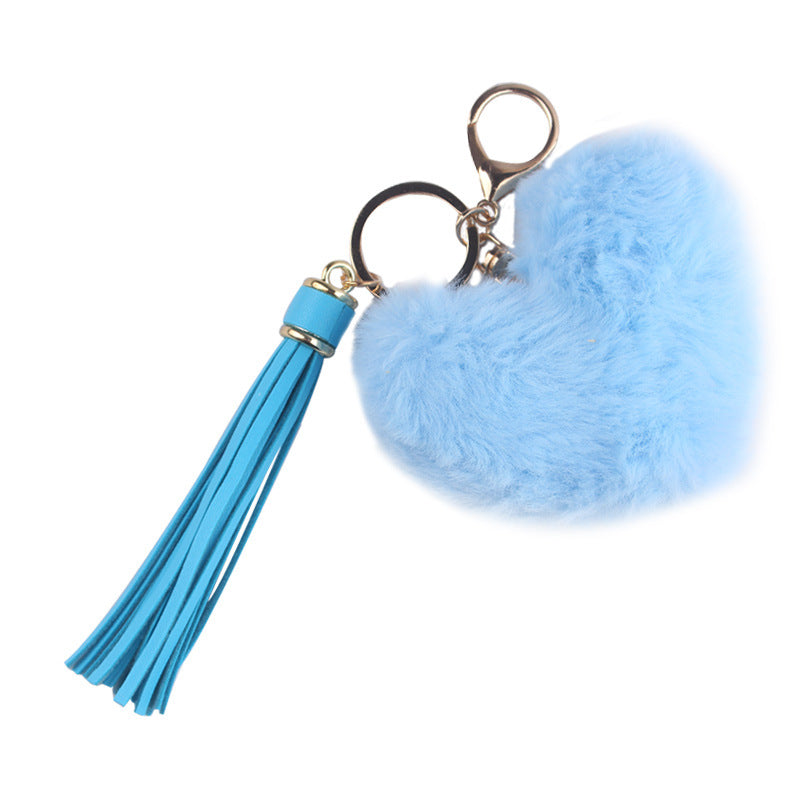 Wholesale Heart Shaped Fur Ball Tassel Keychain