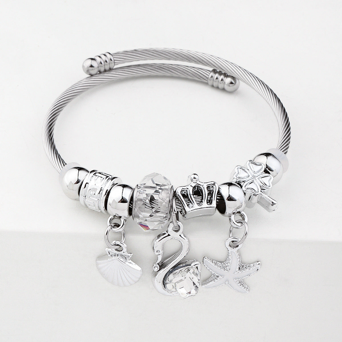 Wholesale Crystal Beads Stainless Steel Bracelet