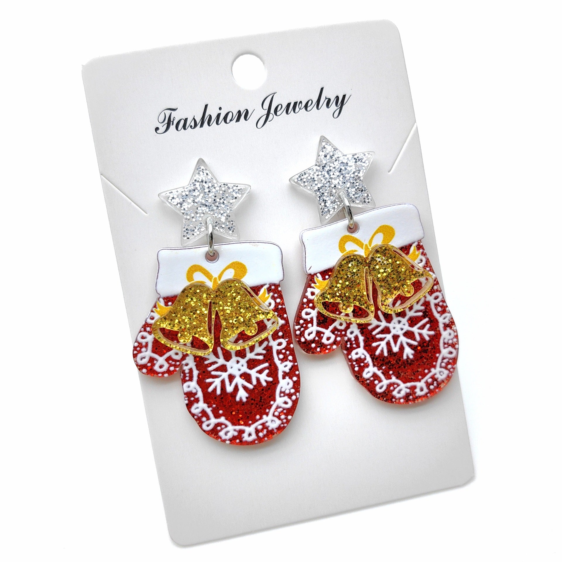 Wholesale 3pcs/pack Christmas tree bells bright color holiday party earrings