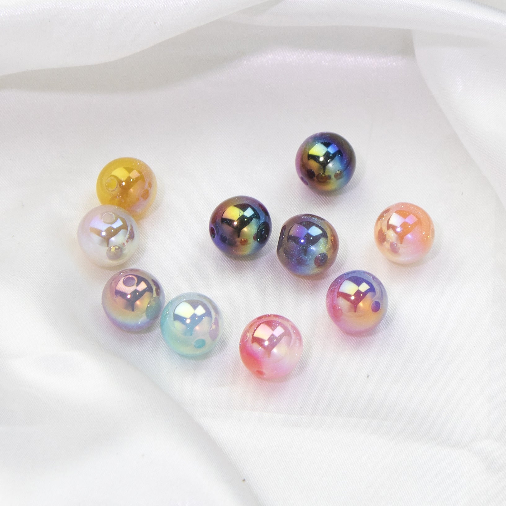 Wholesale 20pcs Starry Sky Two-color Gilded Round Beads