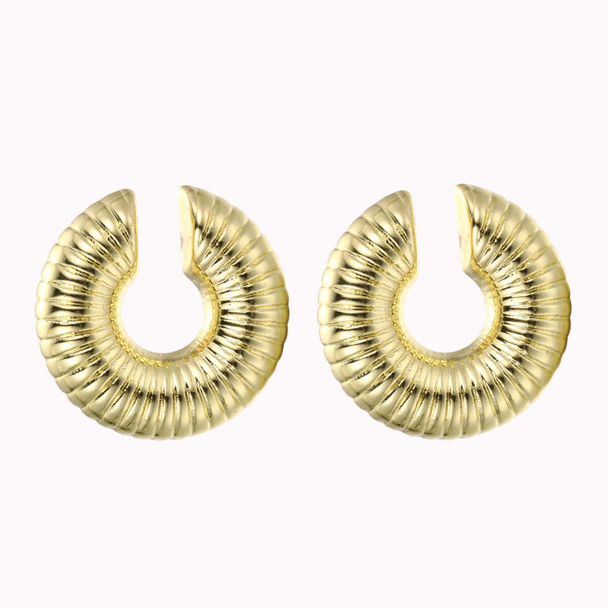 Wholesale Fashion Thick Cylindrical Tube Simple 18k Plated Hollow Ear Bone Clip Earrings
