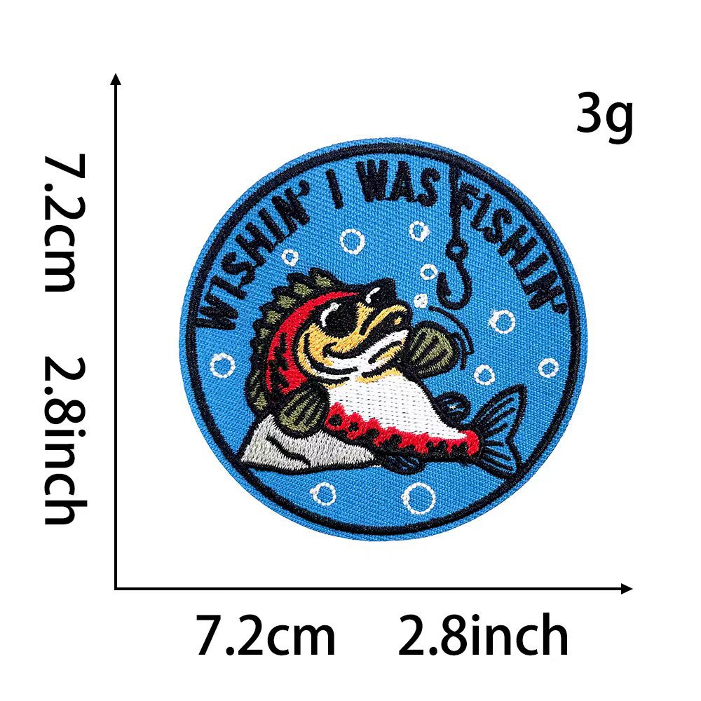 Wholesale Polyester Embroidered Fish Patch Iron On Angler Badge For Hats And Shoes Stylish DIY Accessory