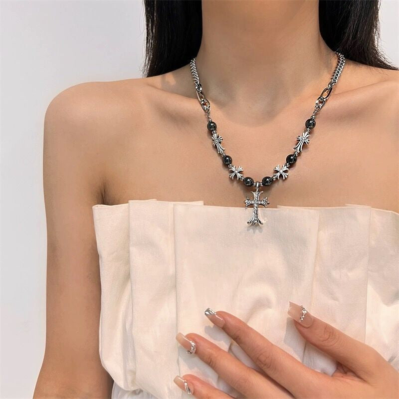 Wholesale Vintage Cross Pendant Titanium Steel Sweater Chain