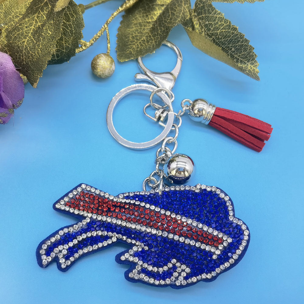 Wholesale 4pcs Team Logo Diamond-encrusted Rhinestone  Keychain