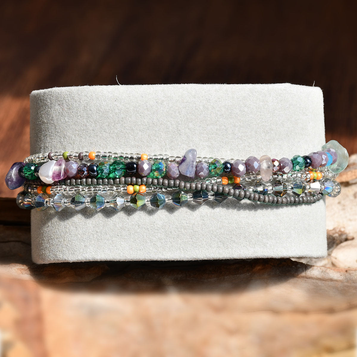 Wholesale Bohemian multi-layer natural gravel crystal beaded bracelet