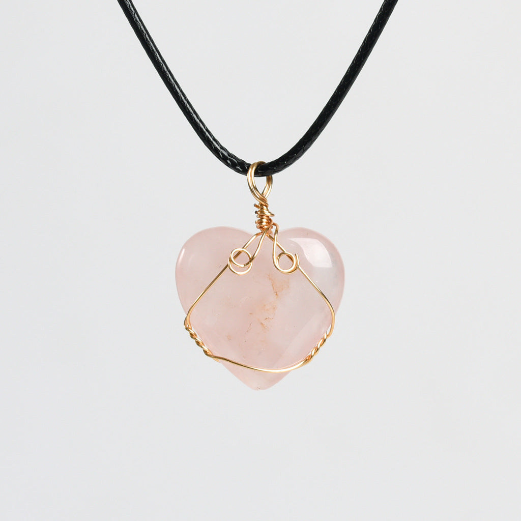 Wholesale Natural Crystal Rough Stone Mini Star Love Mushroom Jade Hand-wound Necklace