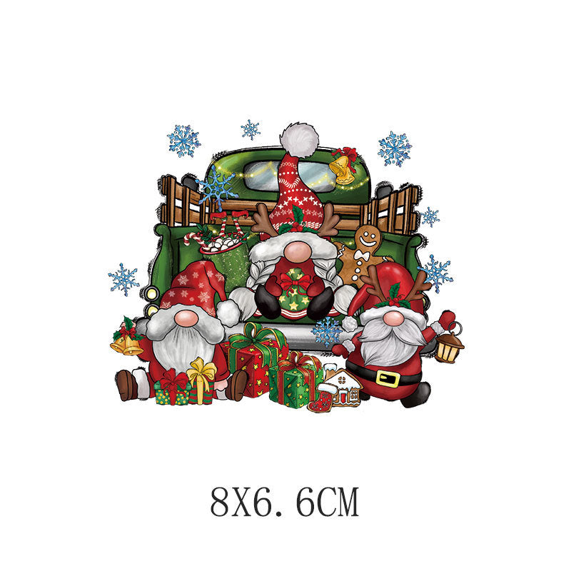 Wholesale 5pcs/pack Cartoon Car Christmas Hot Stamping Sticker UV DTF Ready to Press Transfers Wraps