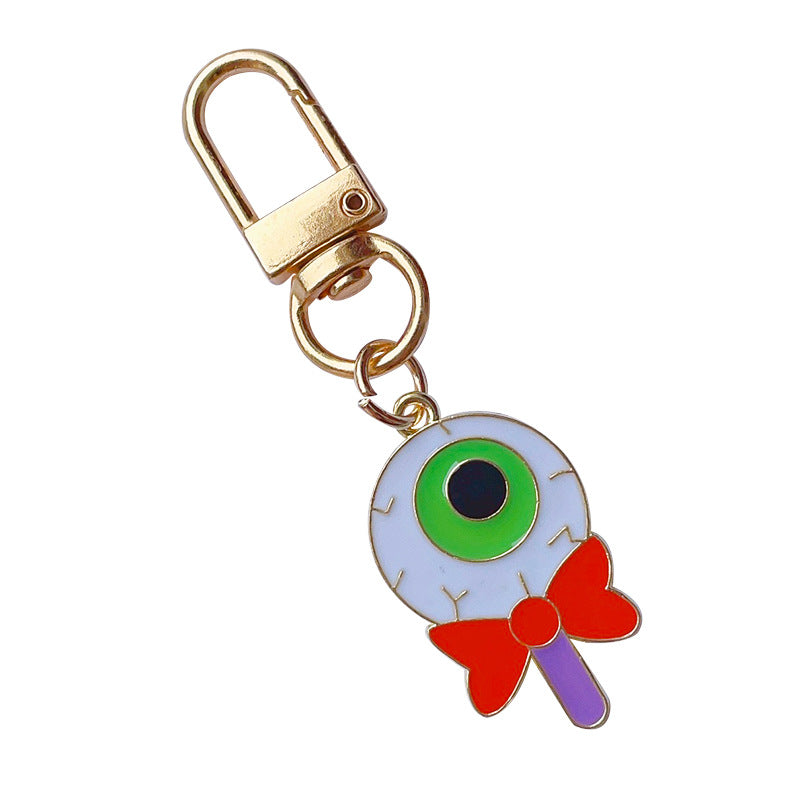 Wholesale Halloween Alloy Oil Dripping Skull Pumpkin Keychain