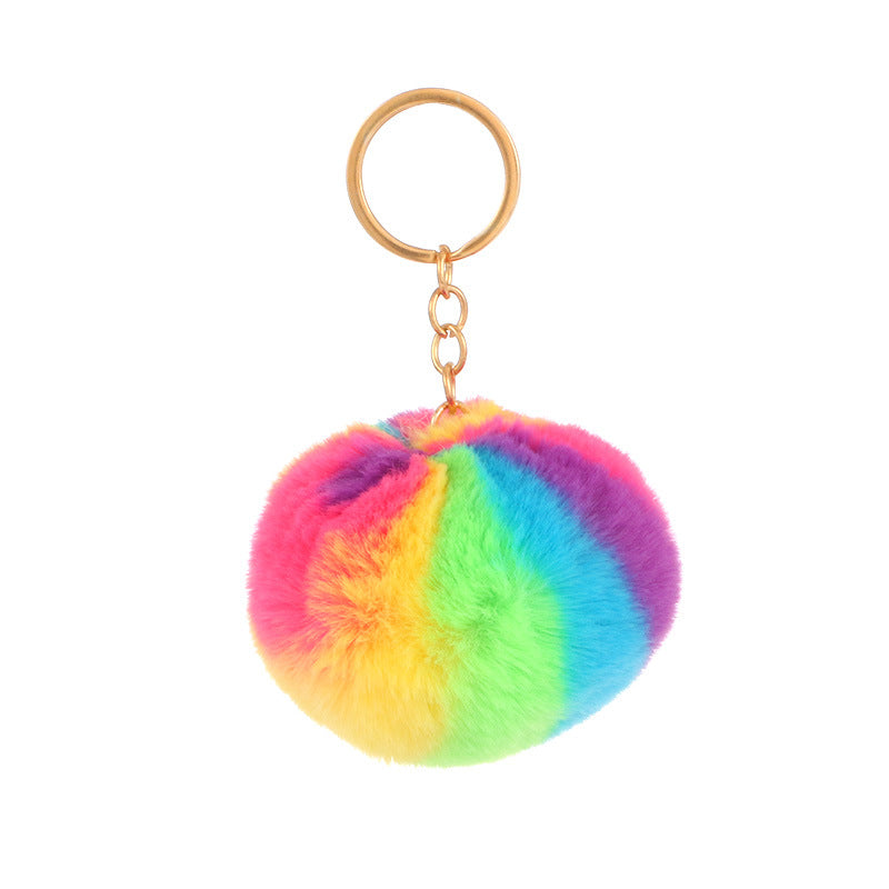 Wholesale Polyester Colorful Fur Ball Keychain