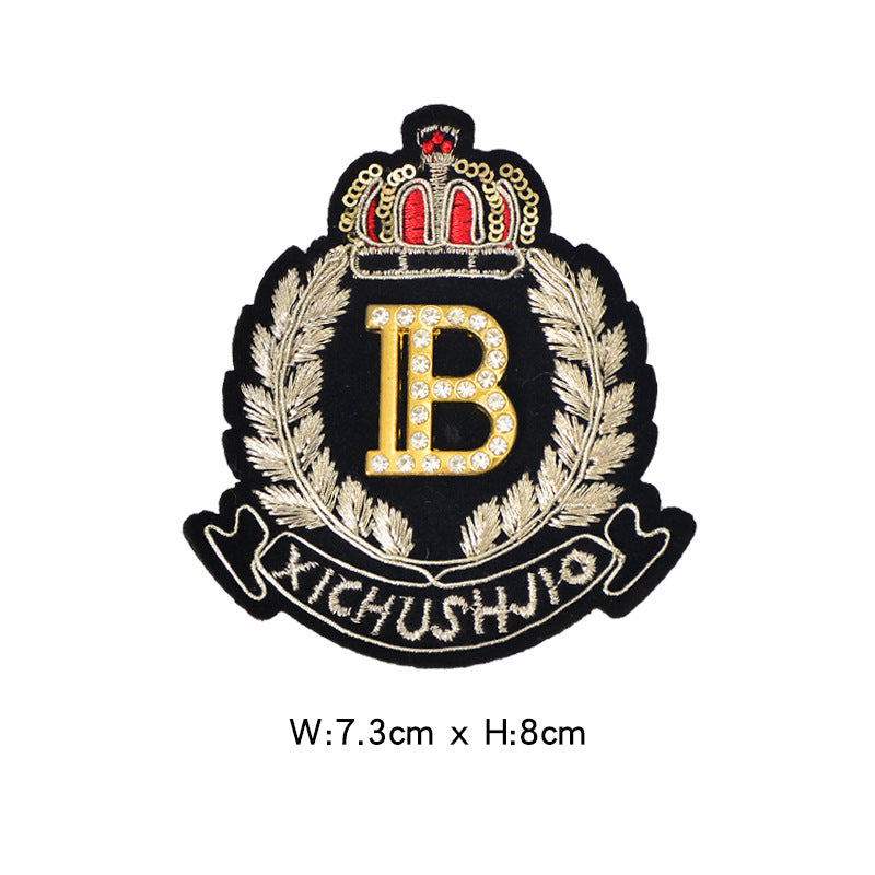 Wholesale Felt Base Sequin 3D Crown Bee Embroidered Patch Badge For Clothing Towel DIY Accessory
