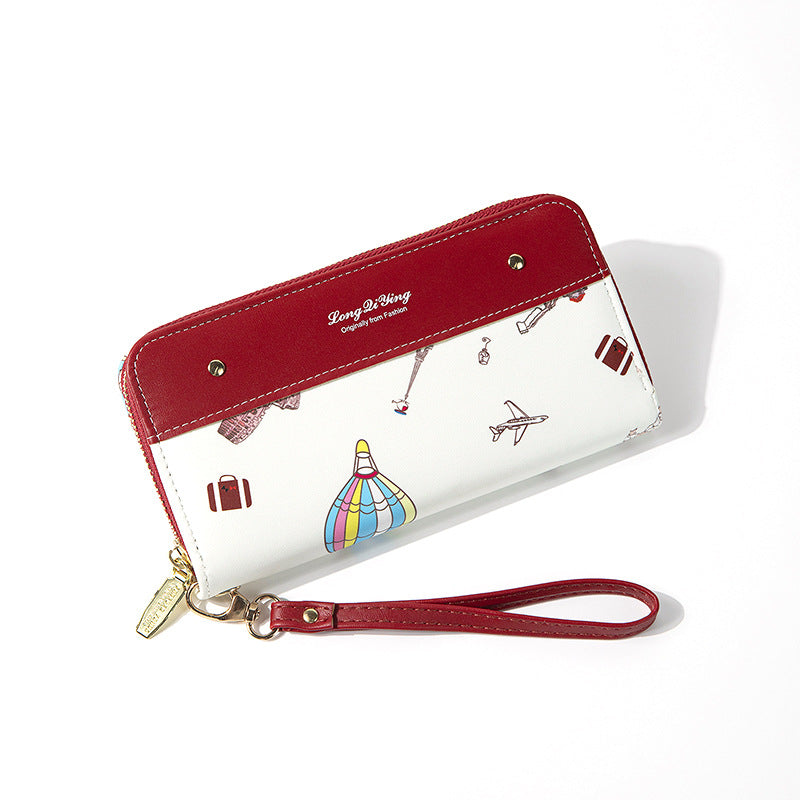 Wholesale Zipper Splicing Contrasting Iron Tower PU Women's Wallet