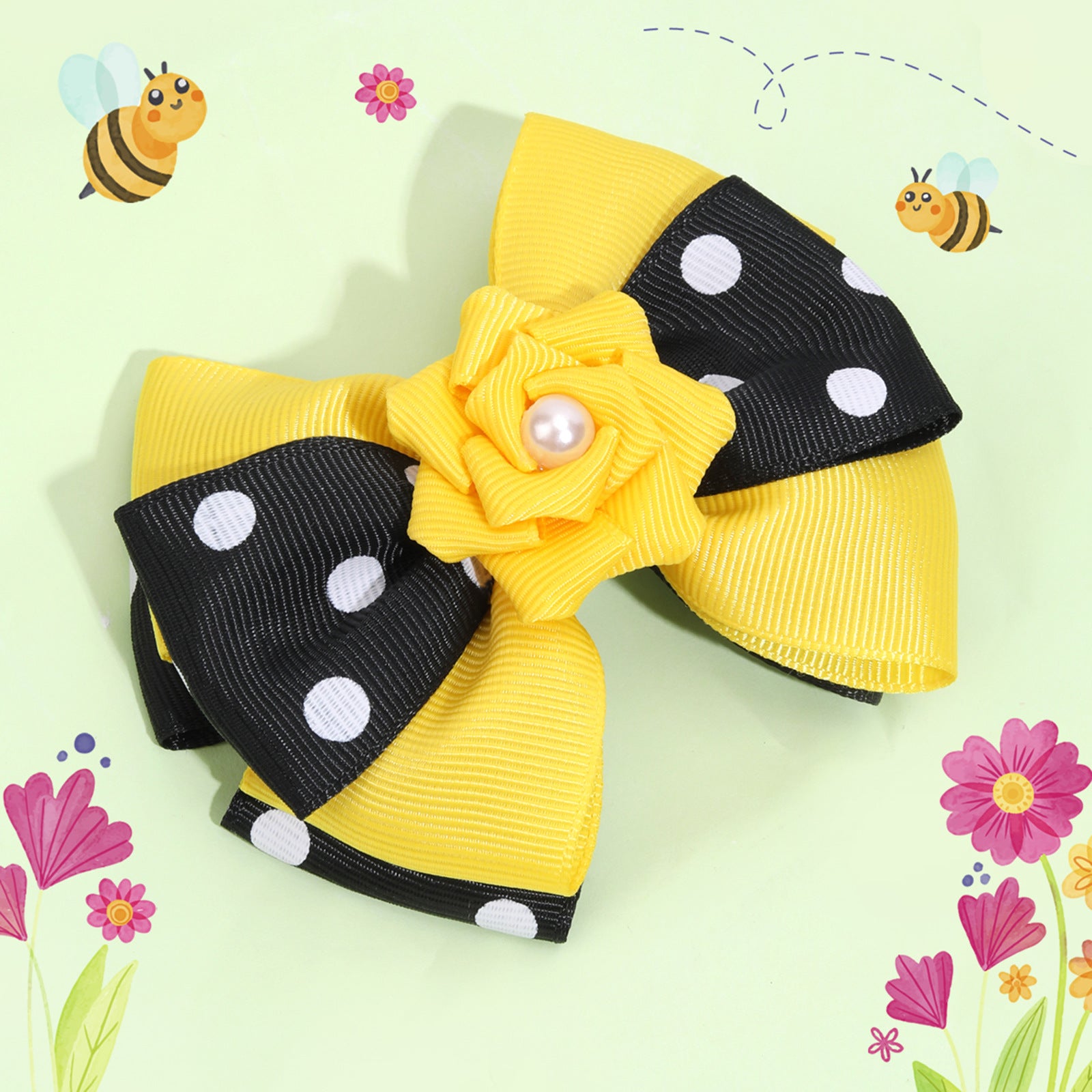 Wholesale 20pcs/pack children' s hair accessories all-match fresh hairpin cute bee ribbon bow hairpin