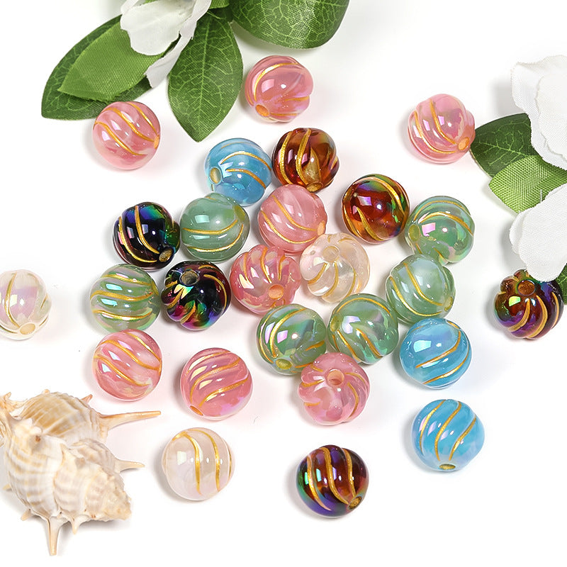 Wholesale 100pcs 16mm Gilded Twist Round Beads Acrylic Straight Hole Beads