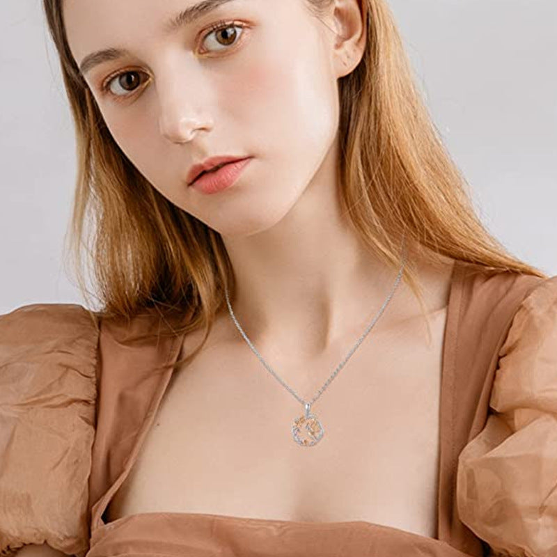 Wholesale Design sense personality exquisite round rose angel pendant clavicle necklace